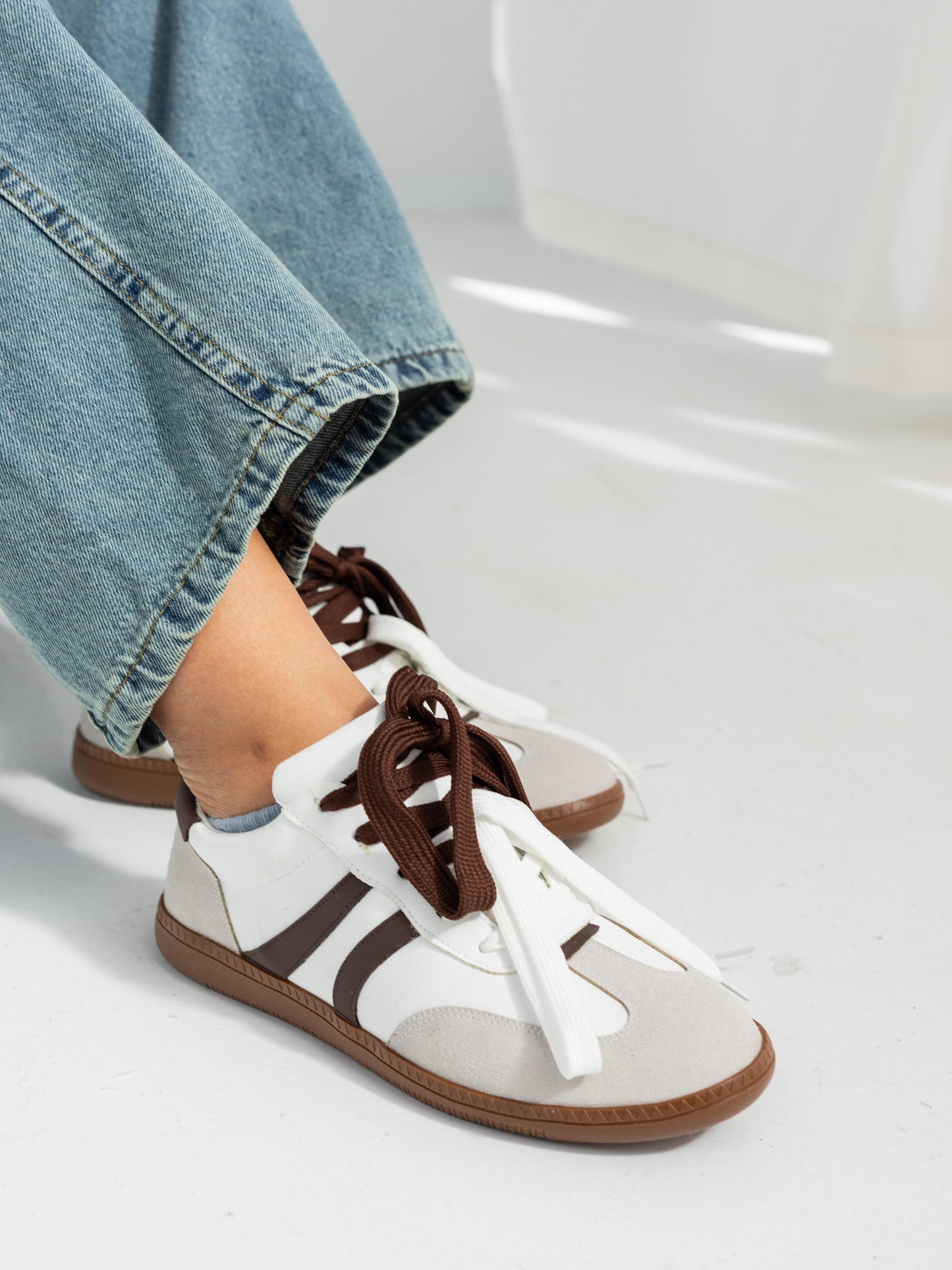 White X Brown Kuji Sneakers