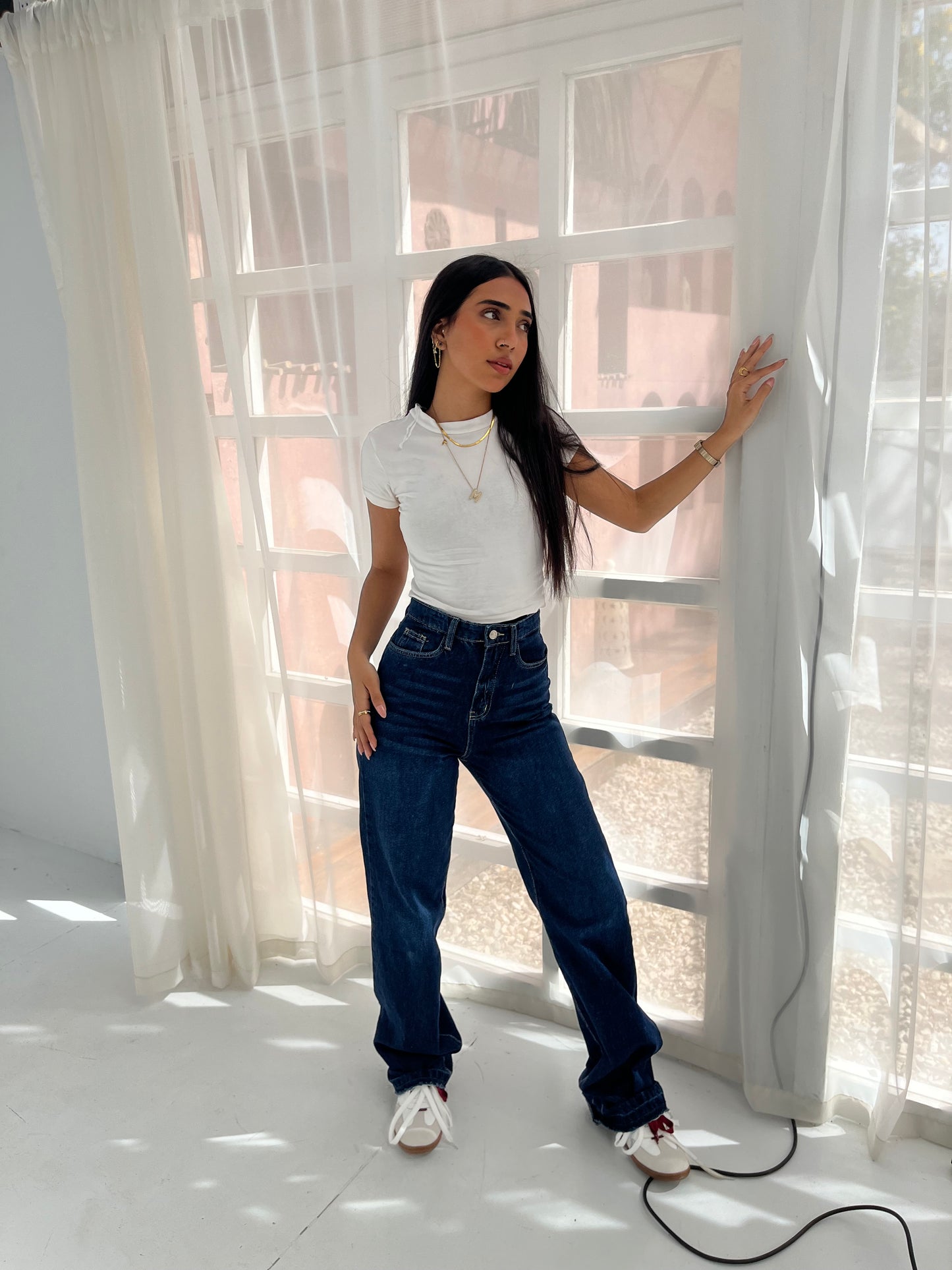 High Waist Dark Wash Straight Jeans