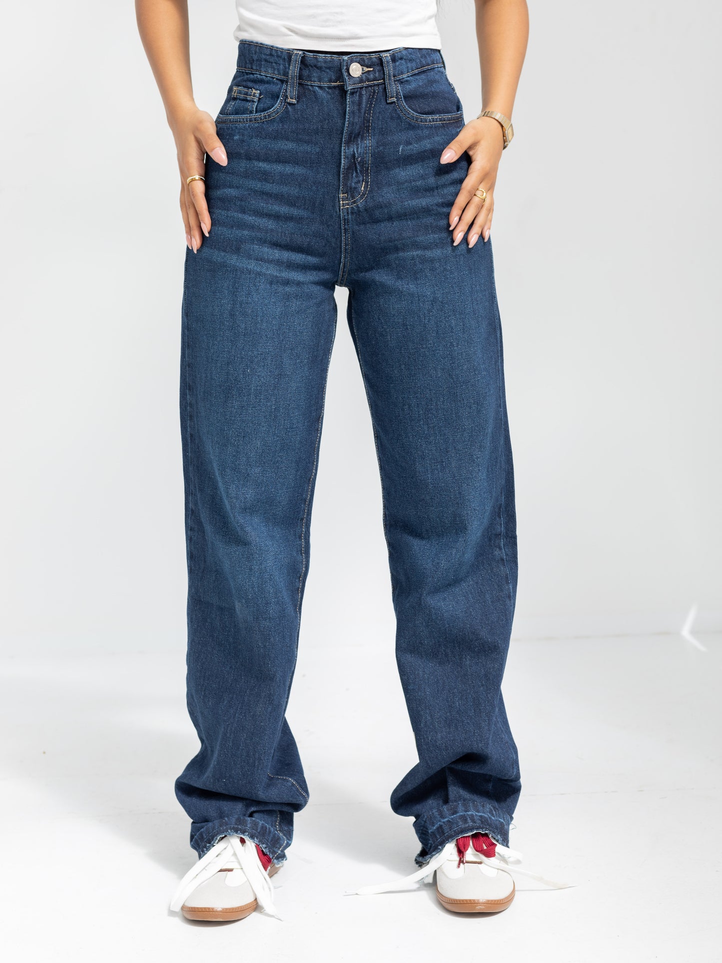 High Waist Dark Wash Straight Jeans