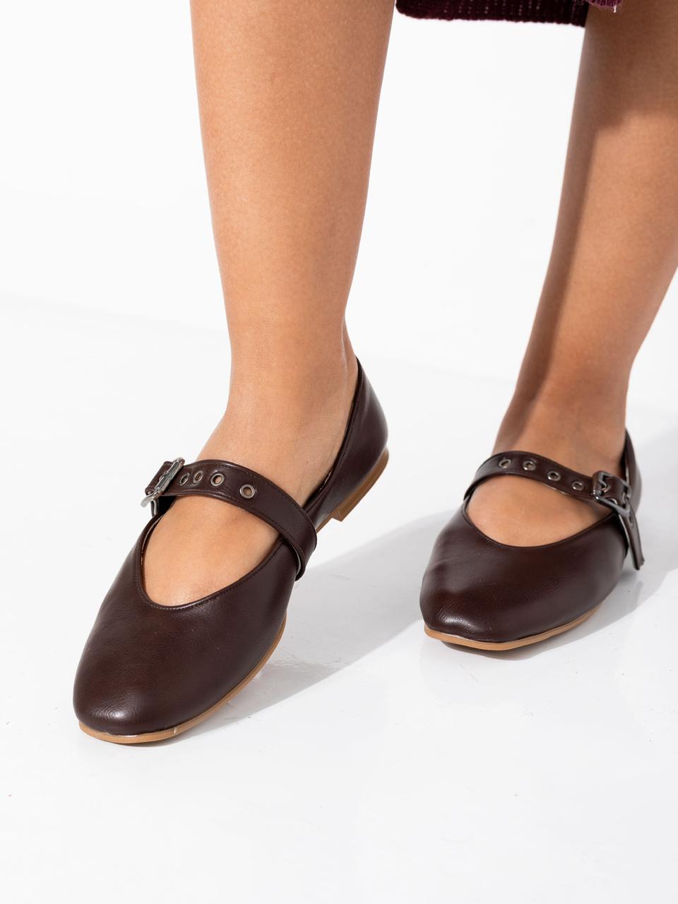 Dark Brown Retro Ballerinas