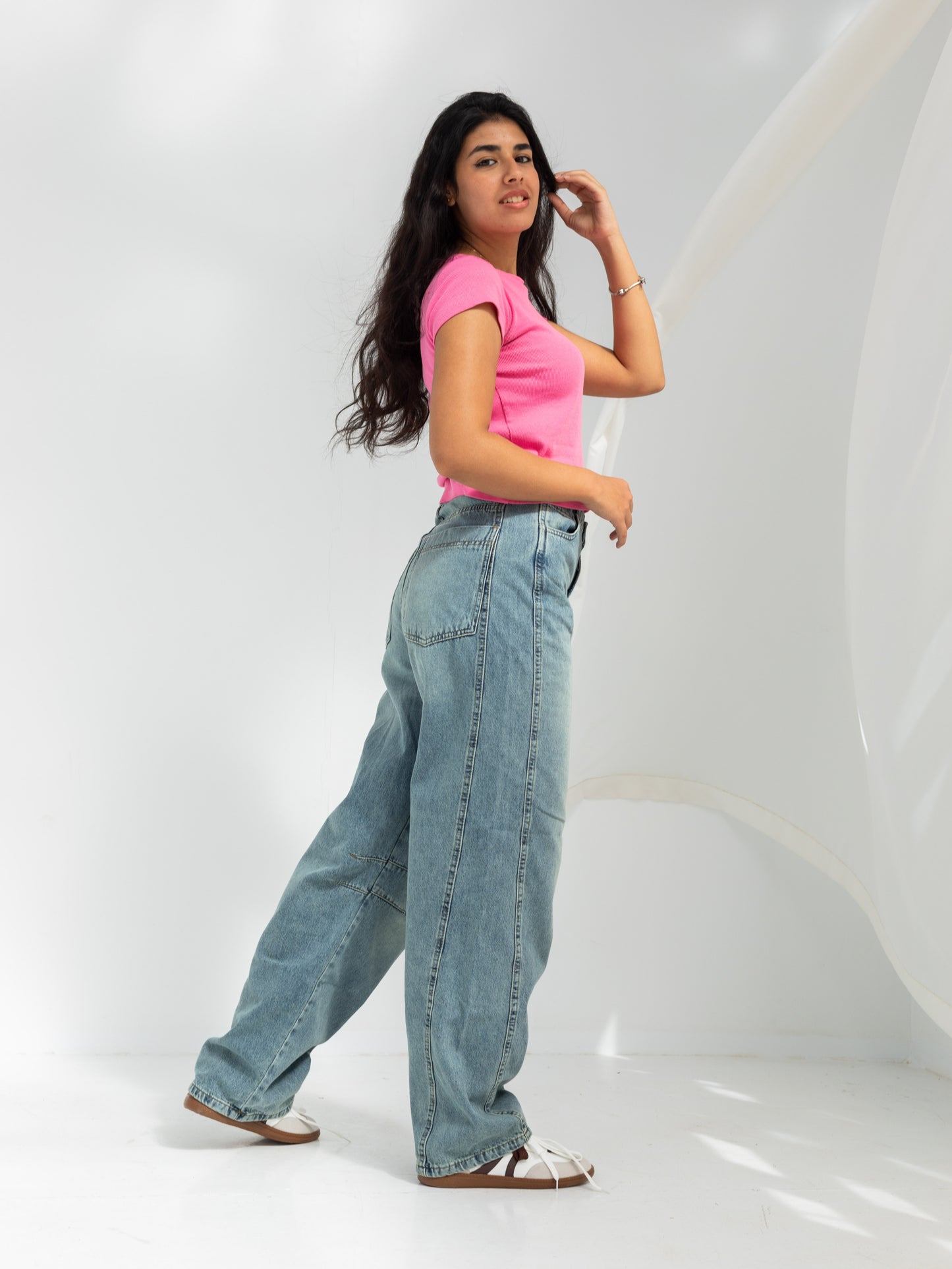High Waist Light Wash Baggy Jeans