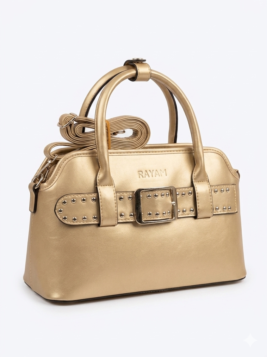 Gold Studded Buckle Bag