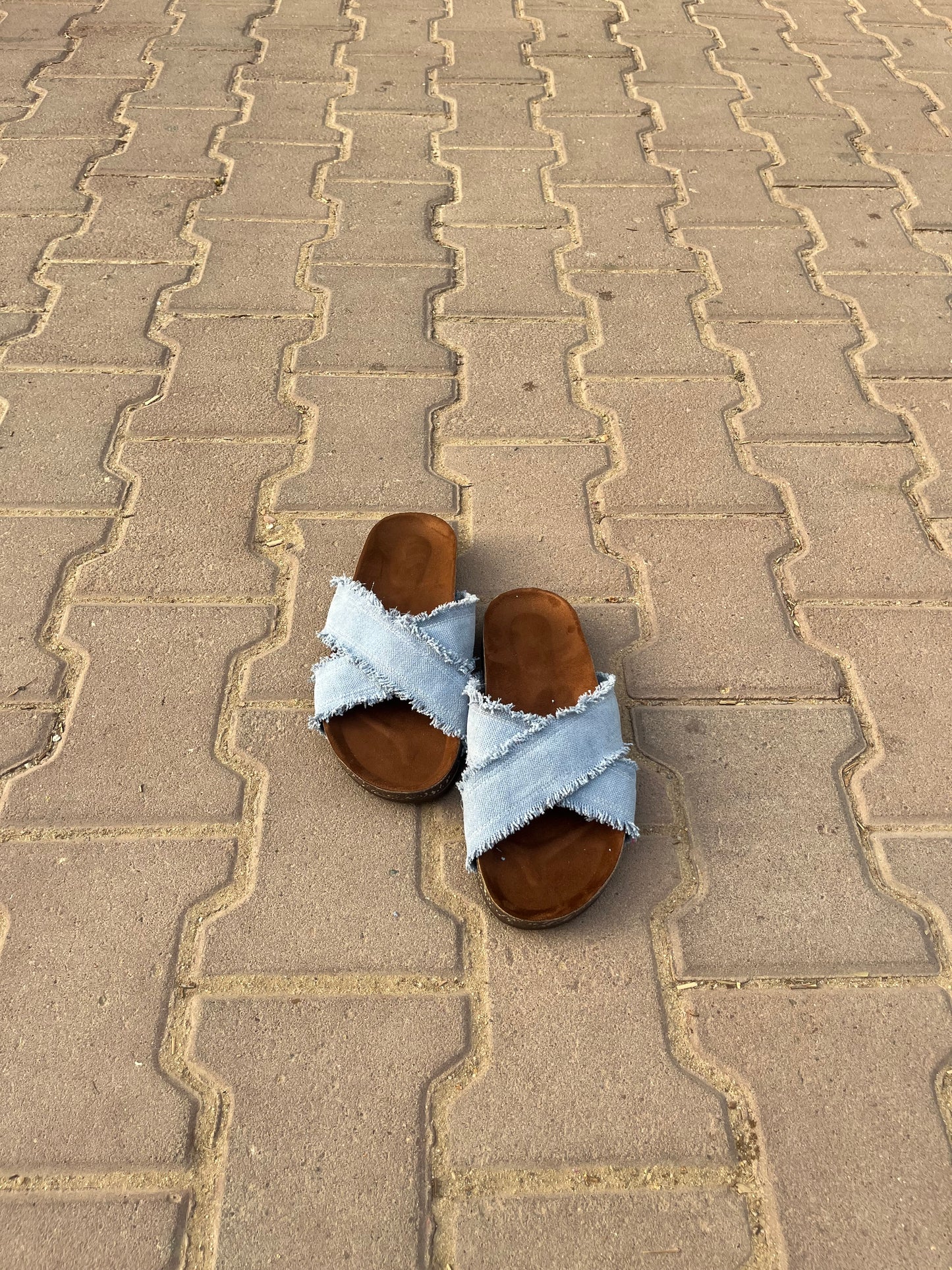 Denim Cross Slippers