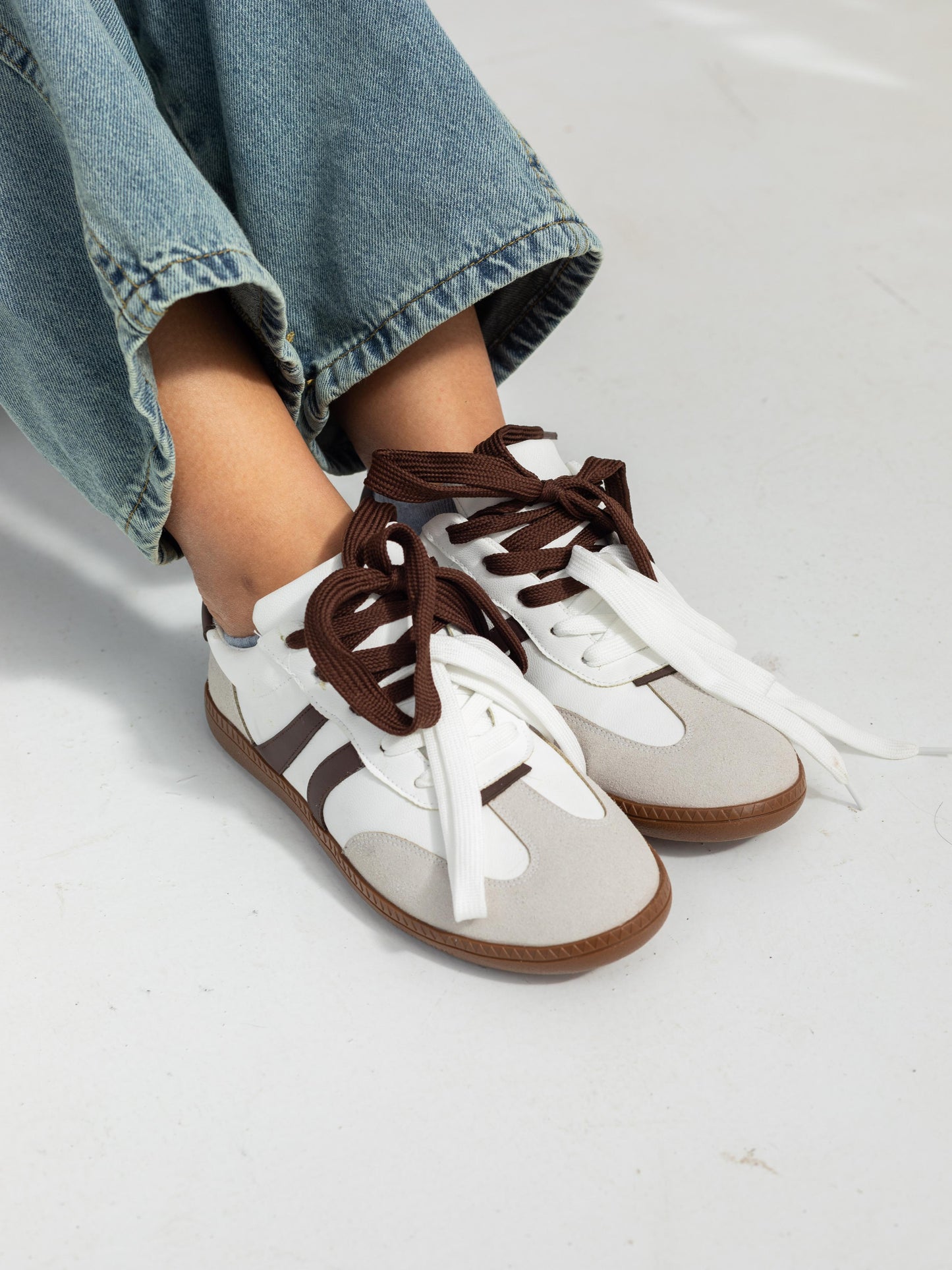 White X Brown Kuji Sneakers