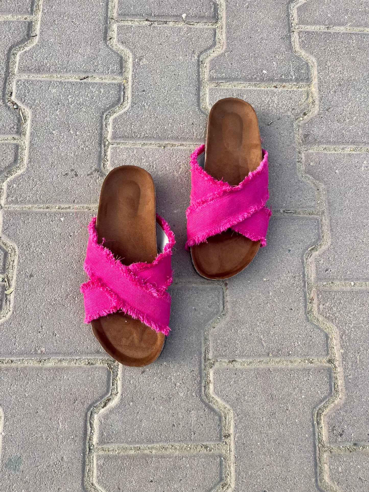 Fuchsia Cross Slippers