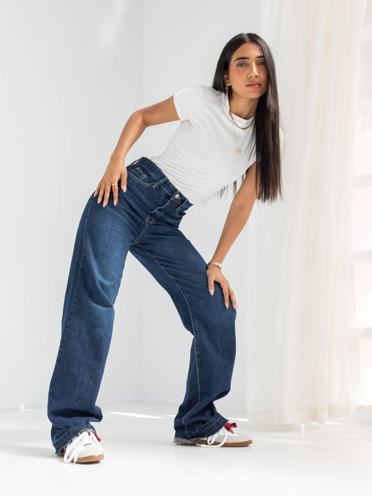 High Waist Dark Wash Straight Jeans