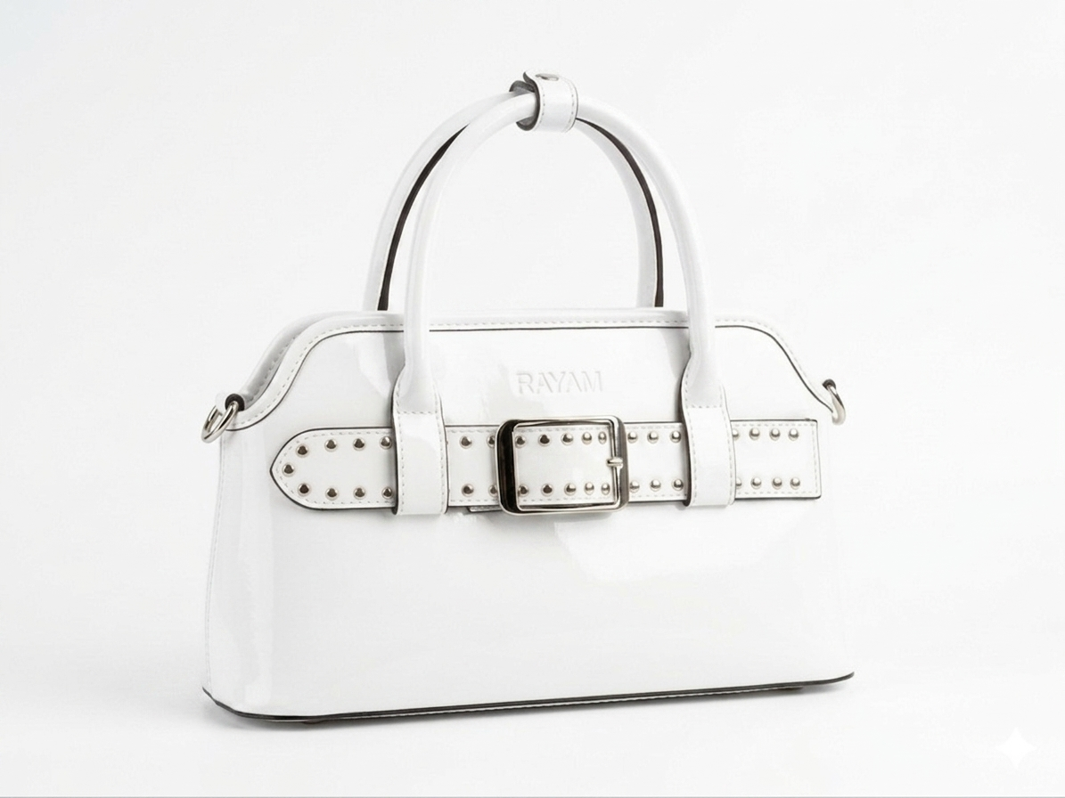 White Studded Buckle Bag