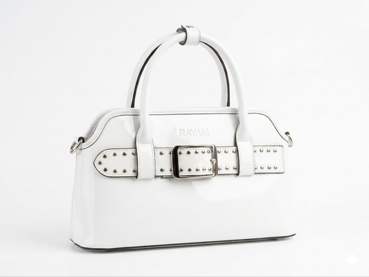 White Studded Buckle Bag