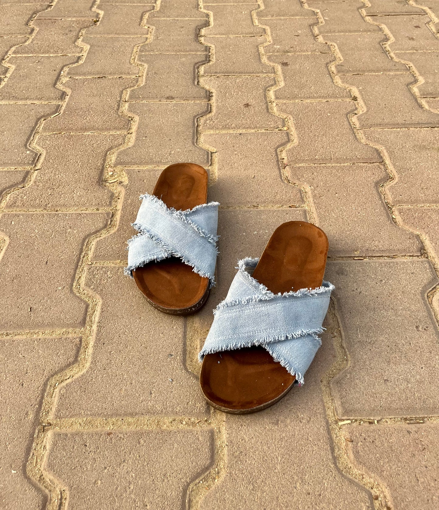 Denim Cross Slippers