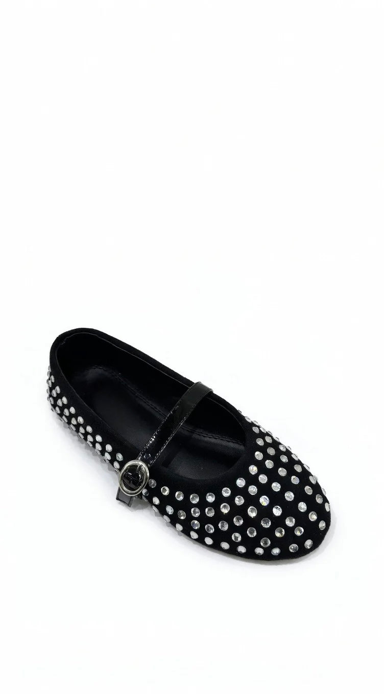 Black Studded Ballerinas