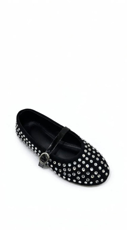 Black Studded Ballerinas