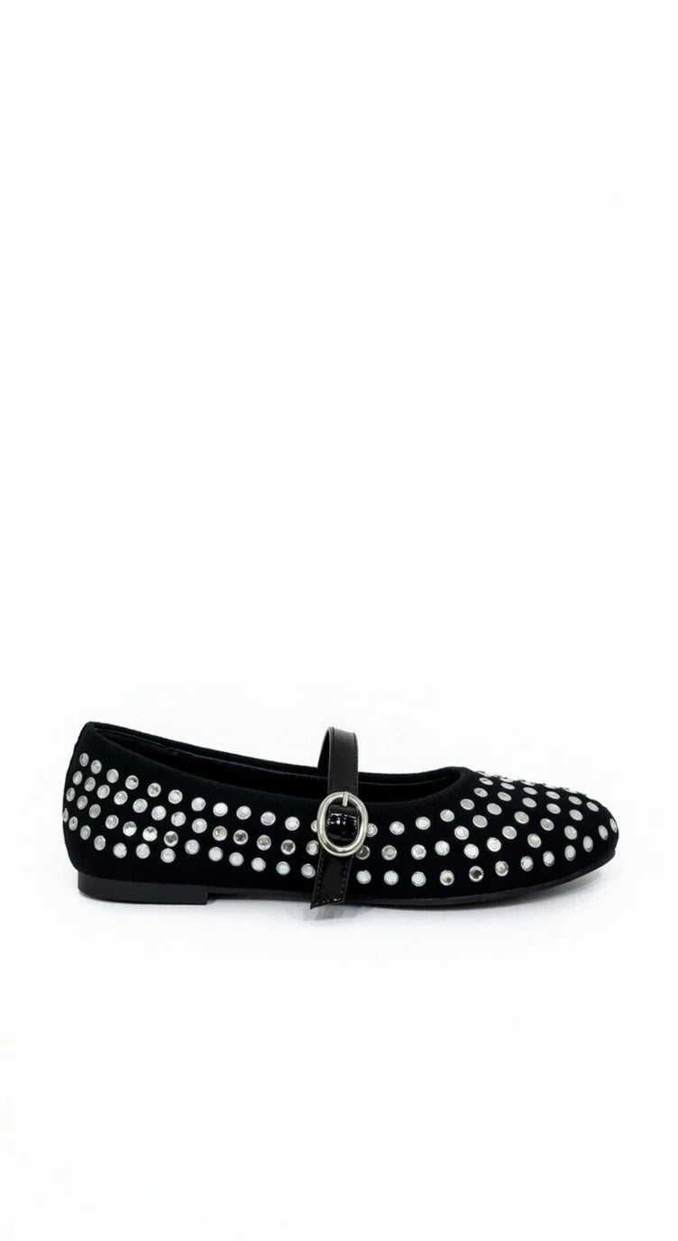 Black Studded Ballerinas