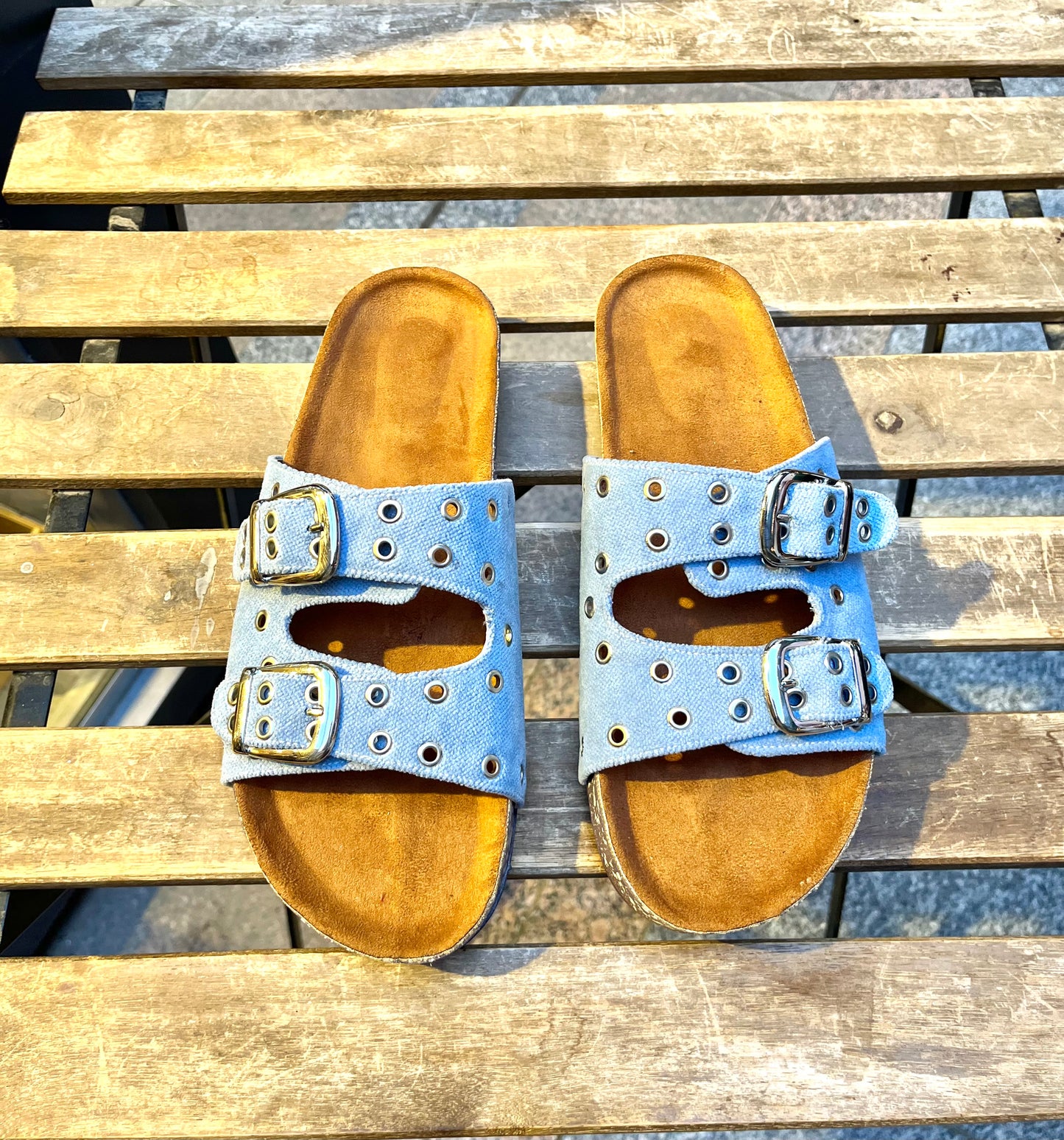 Blue Denim Belt Slippers