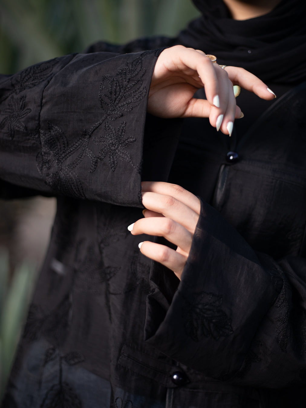 Black Floral Chinese Blouse