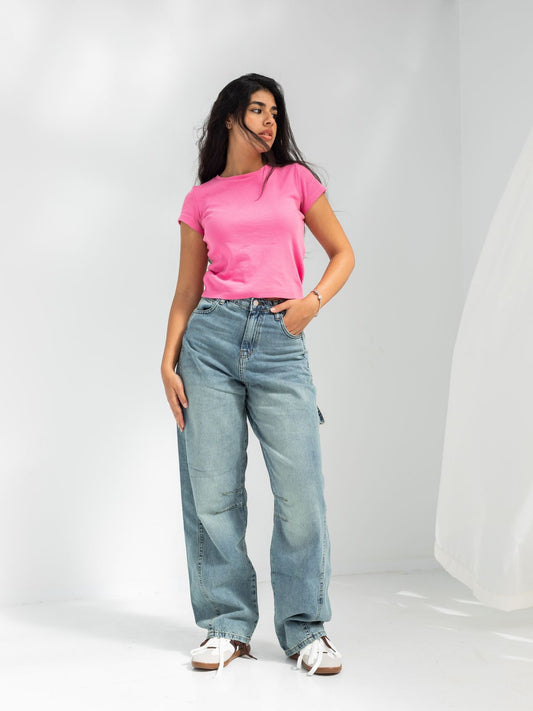 High Waist Light Wash Baggy Jeans