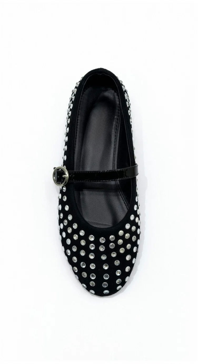 Black Studded Ballerinas