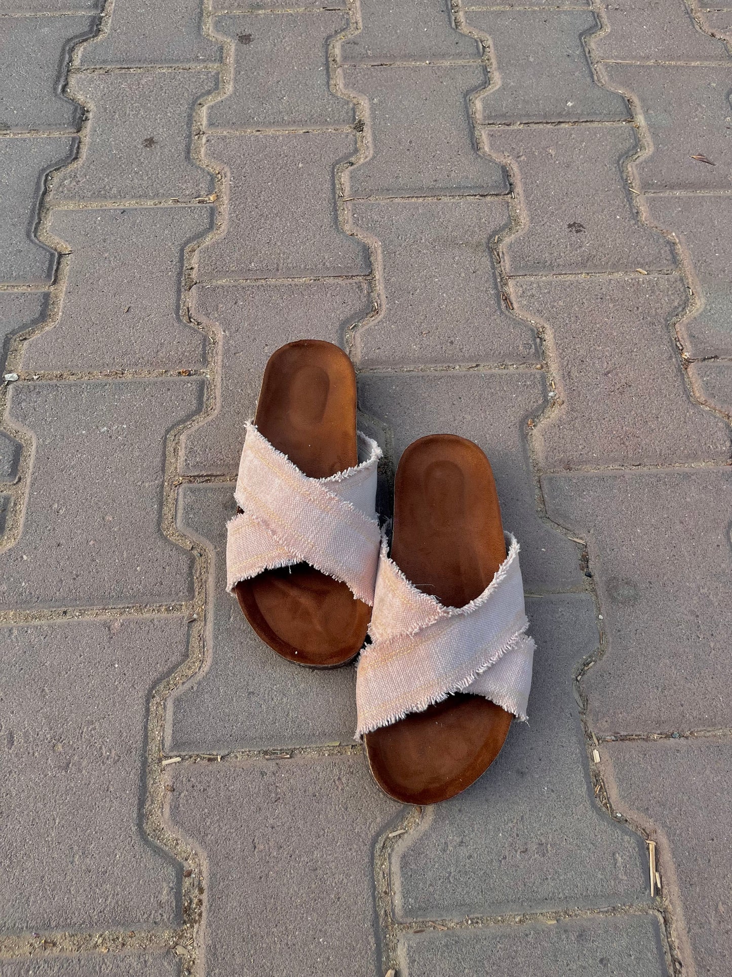 Beige Cross Slippers