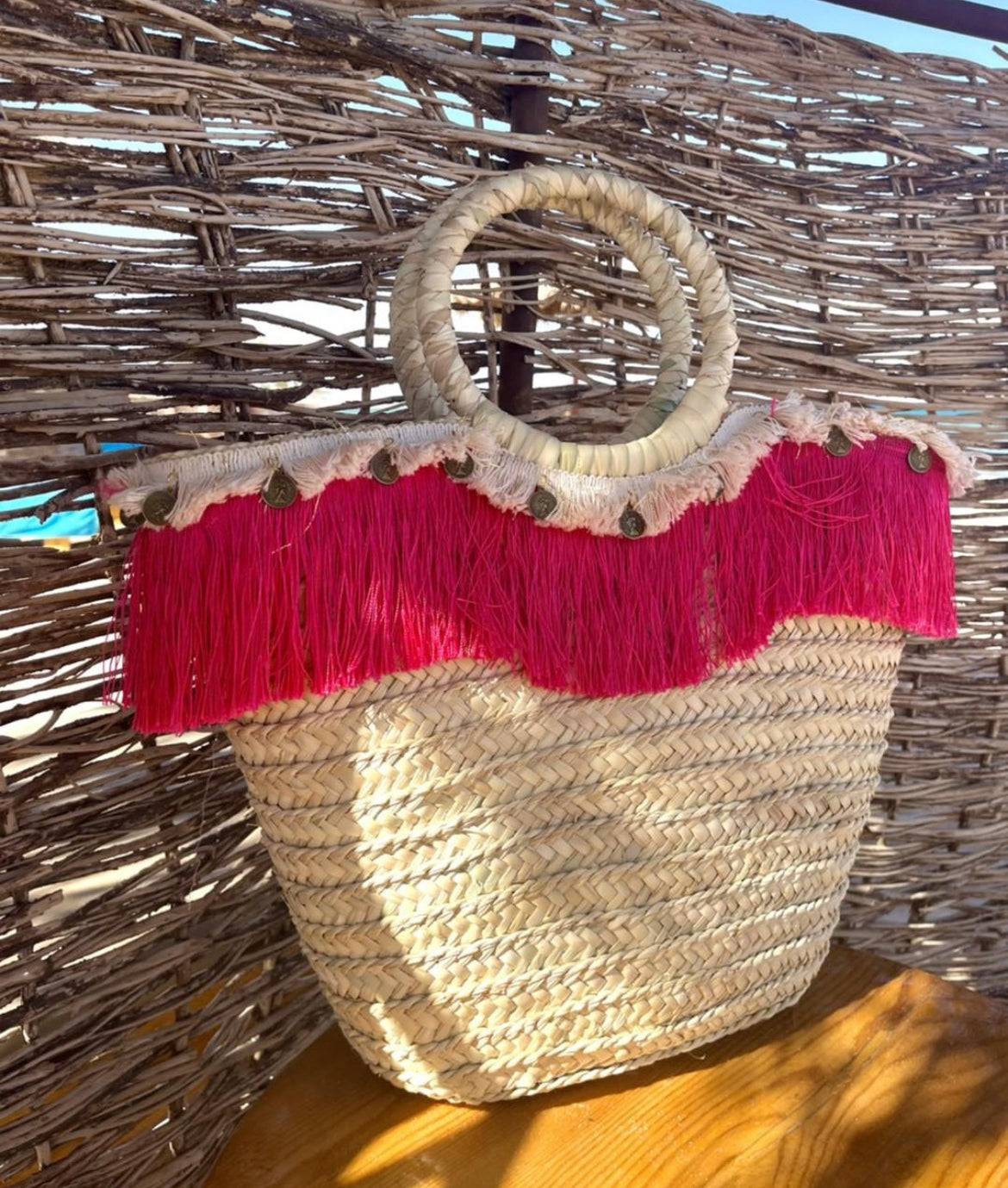 Hot pink beach bag