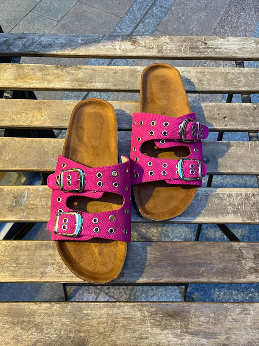 Fuchsia Belt Slippers