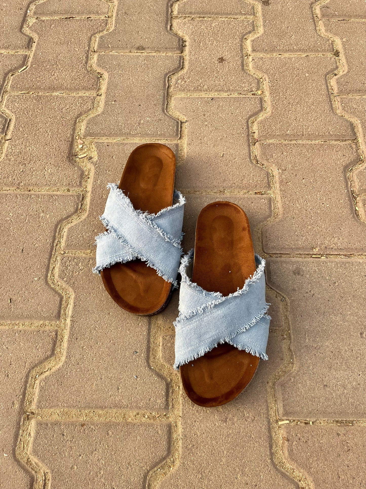 Denim Cross Slippers