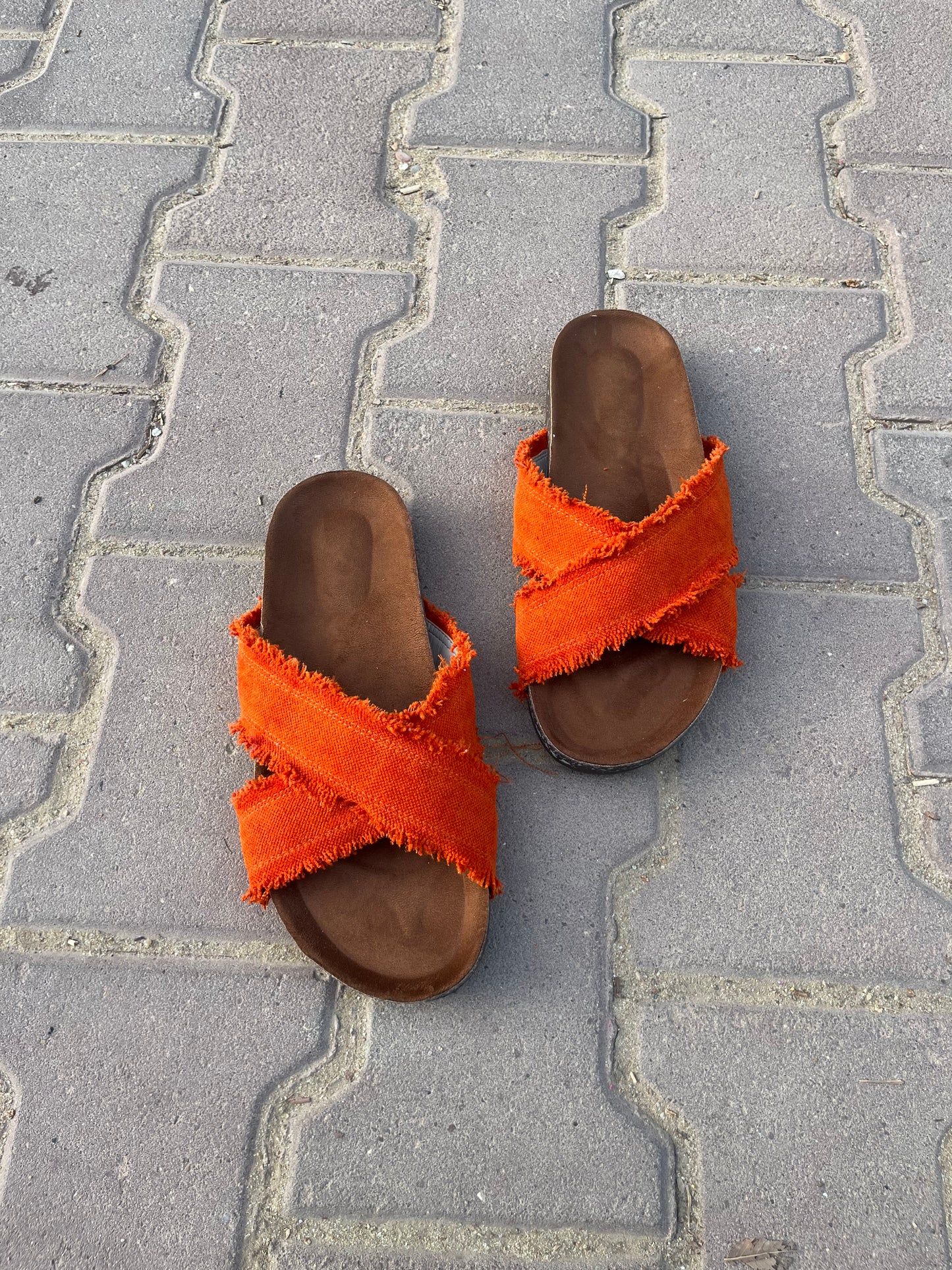 Orange Cross Slippers