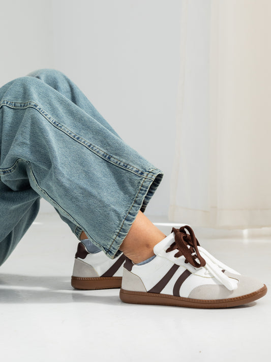 White X Brown Kuji Sneakers