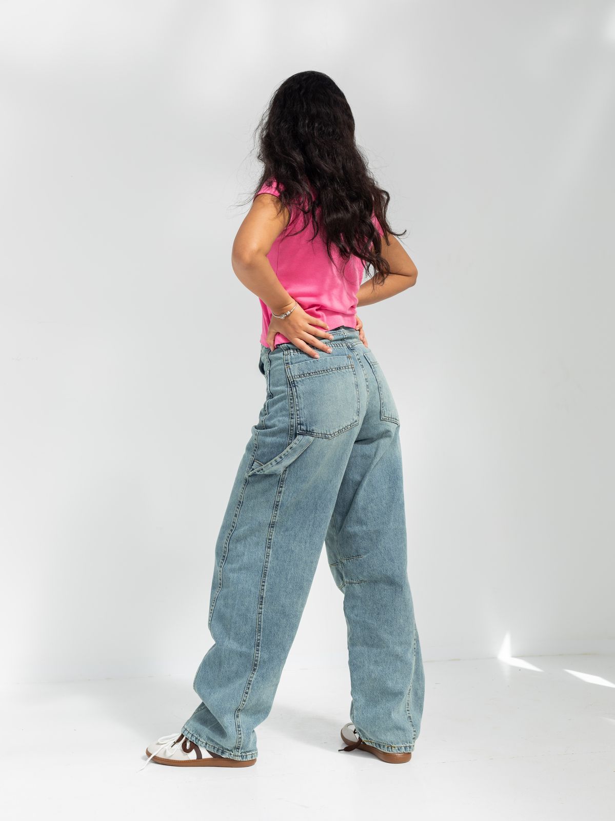 High Waist Light Wash Baggy Jeans