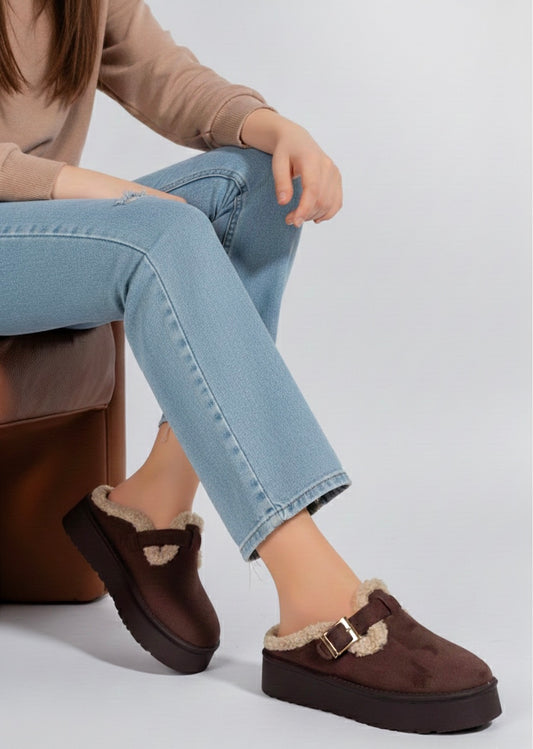Brown Fur Clogs