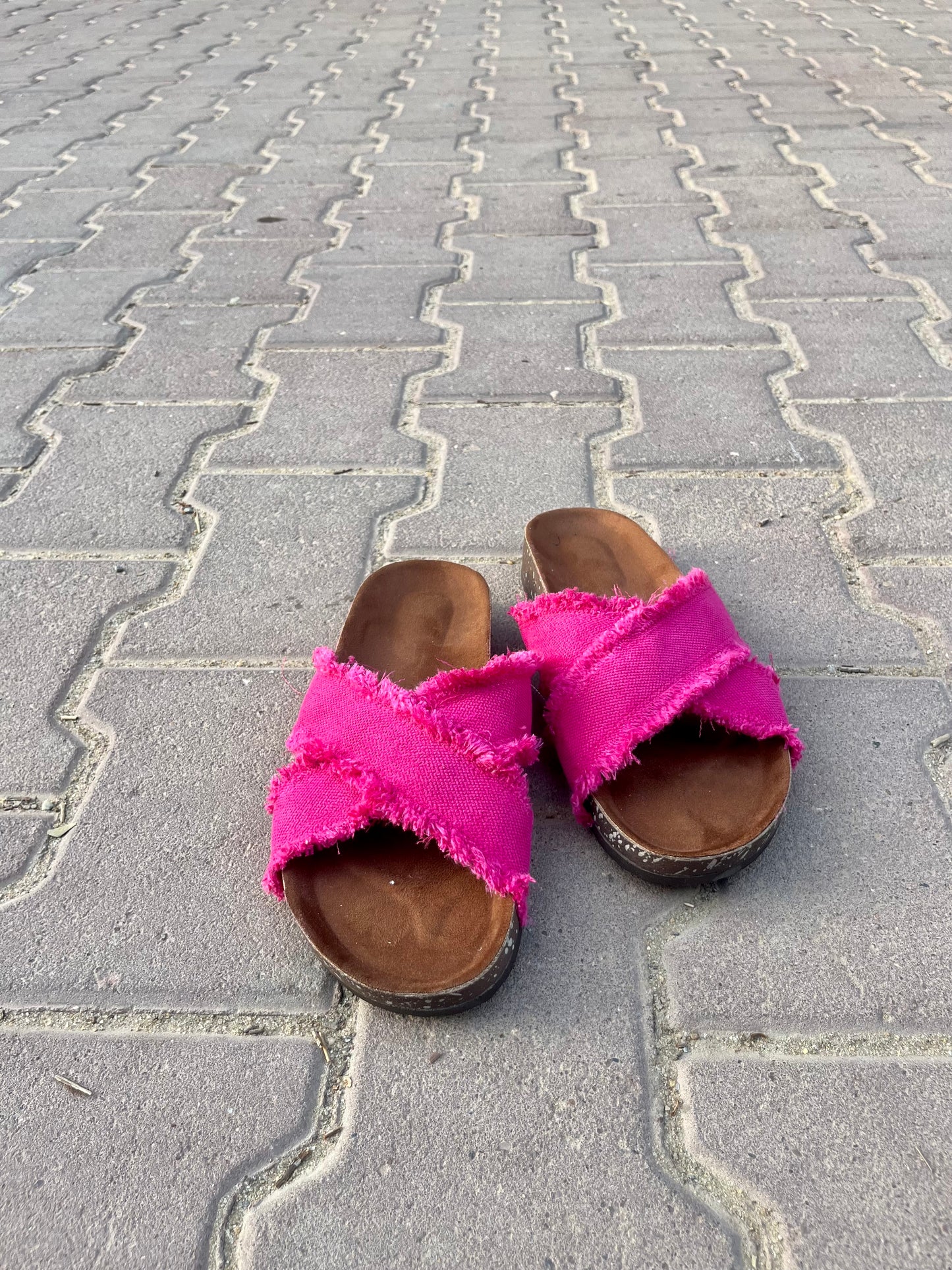 Fuchsia Cross Slippers