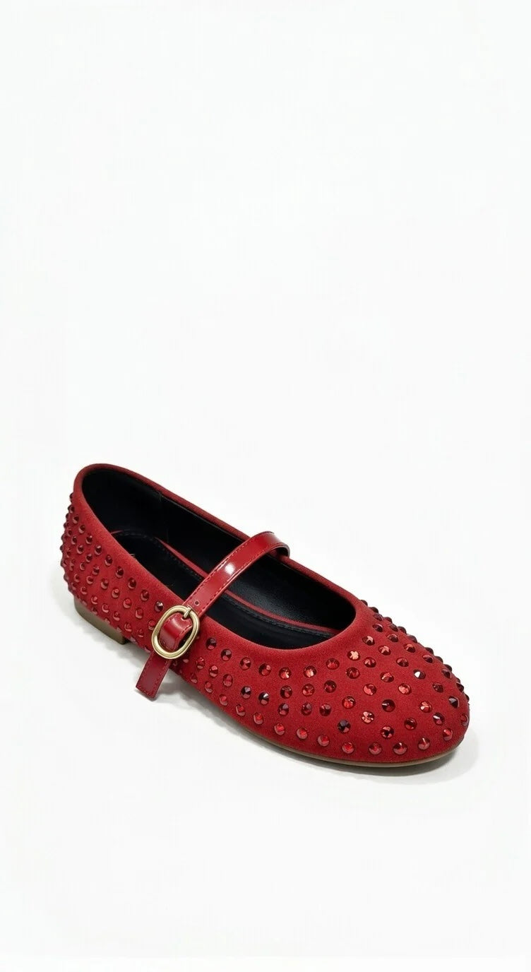 Red Studded Ballerinas