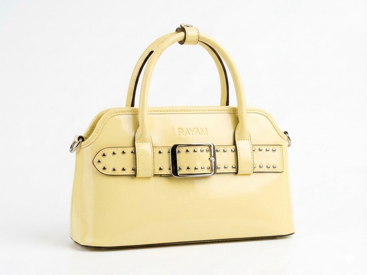 Yellow Studded Buckle Bag