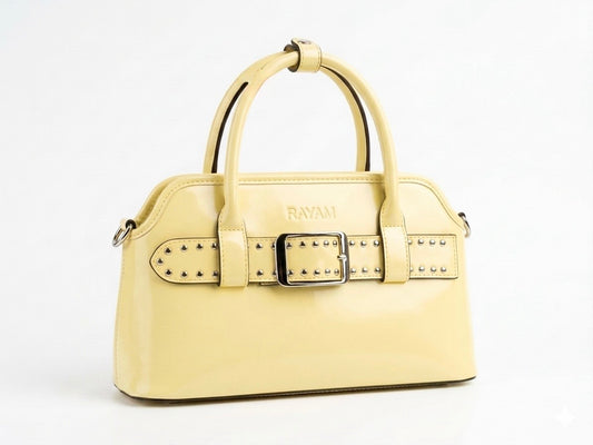 Yellow Studded Buckle Bag