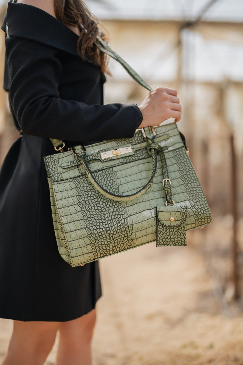 Green Crocodile Cesia Bag