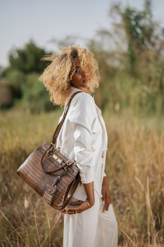 Brown Crocodile Cesia Bag