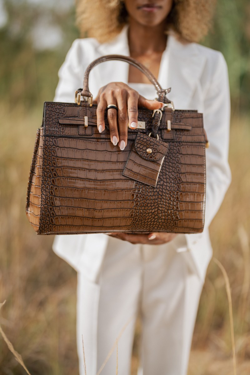 Brown Crocodile Cesia Bag