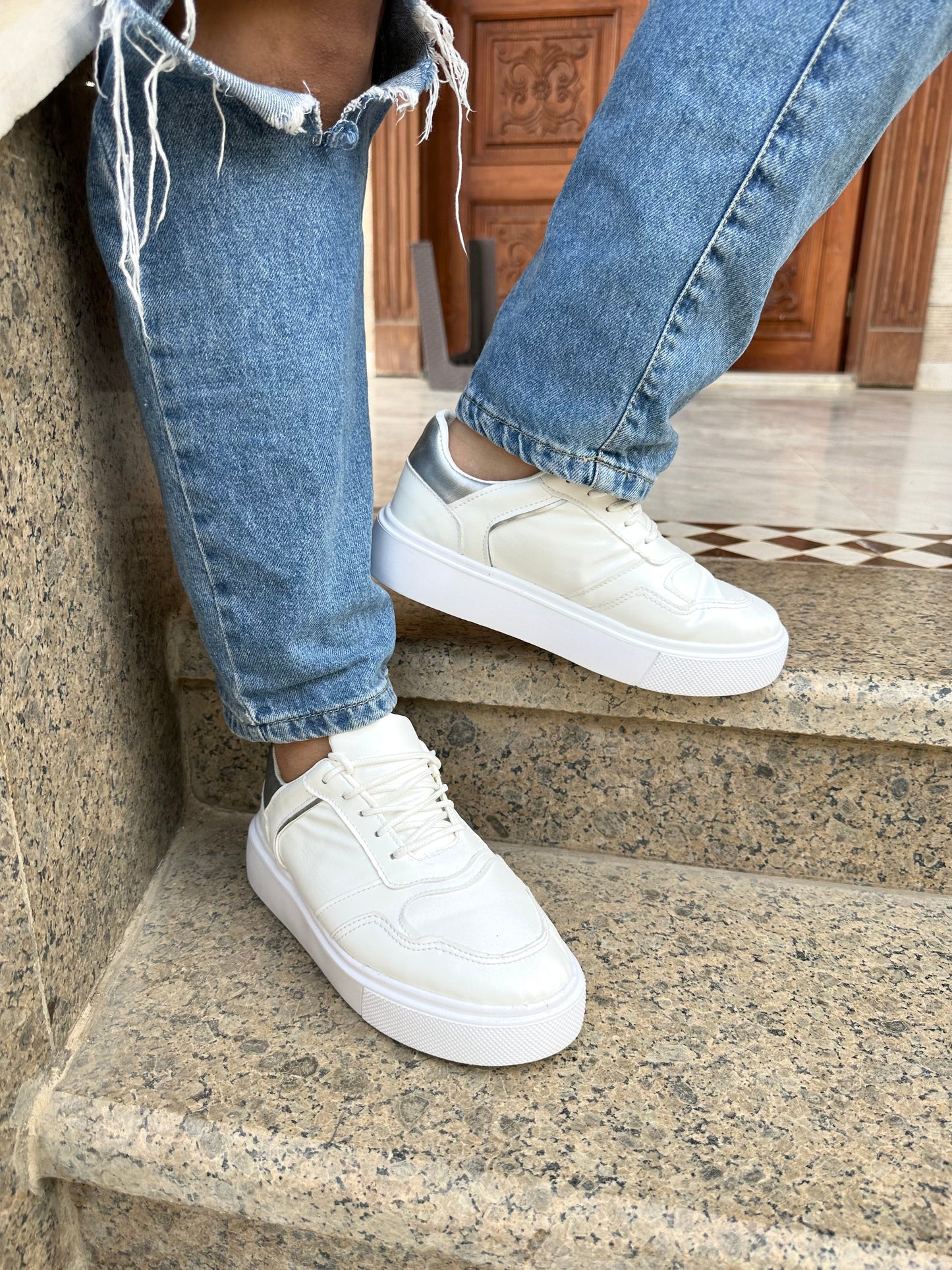 White X Silver Keva Sneakers