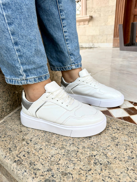 White X Silver Keva Sneakers